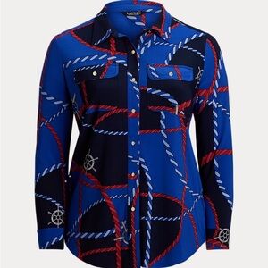 Lauren Ralph Lauren Blue Rope Print Blouse